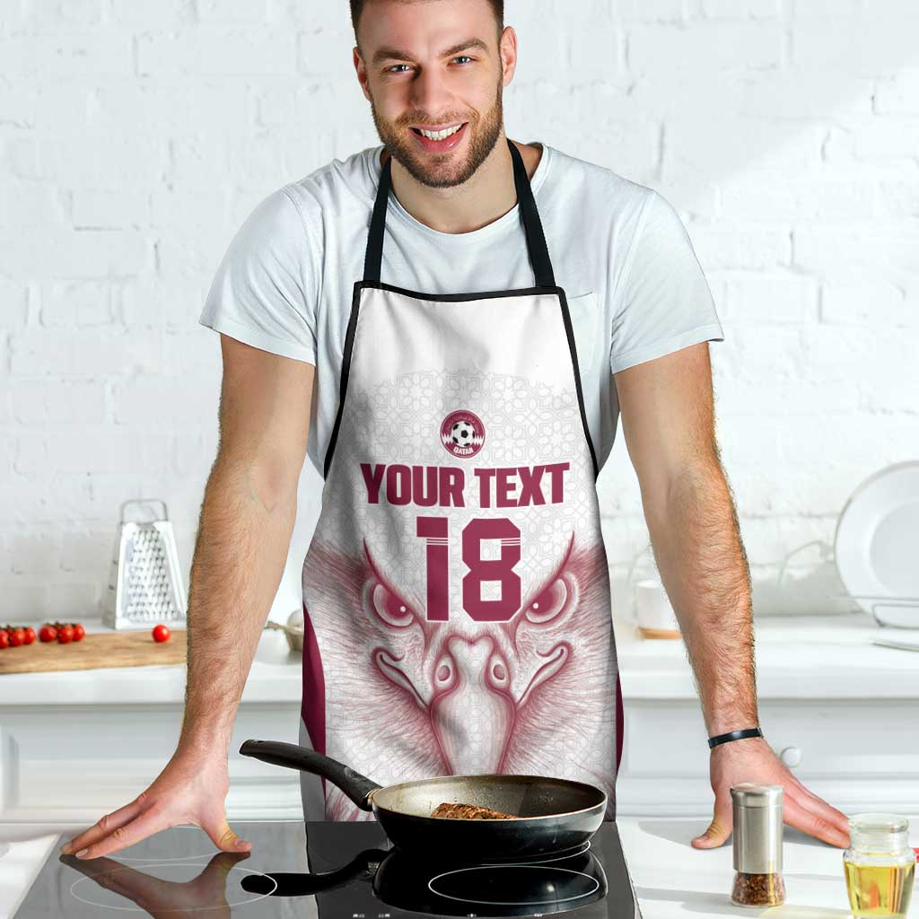 Custom Qatar Football Apron Maroon Falcon Spirit White Version - Wonder Print Shop
