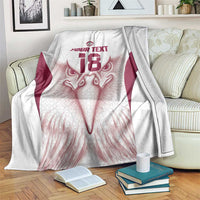 Custom Qatar Football Blanket Maroon Falcon Spirit White Version - Wonder Print Shop