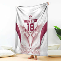 Custom Qatar Football Blanket Maroon Falcon Spirit White Version - Wonder Print Shop