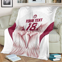 Custom Qatar Football Blanket Maroon Falcon Spirit White Version - Wonder Print Shop