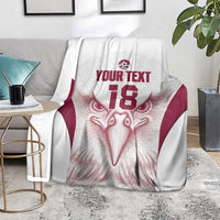 Custom Qatar Football Blanket Maroon Falcon Spirit White Version - Wonder Print Shop