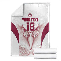 Custom Qatar Football Blanket Maroon Falcon Spirit White Version - Wonder Print Shop