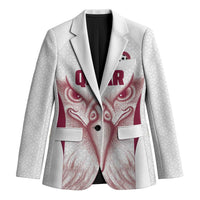 Custom Qatar Football Blazer Maroon Falcon Spirit White Version - Wonder Print Shop
