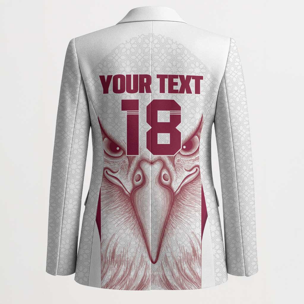 Custom Qatar Football Blazer Maroon Falcon Spirit White Version - Wonder Print Shop