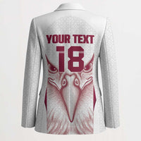 Custom Qatar Football Blazer Maroon Falcon Spirit White Version - Wonder Print Shop
