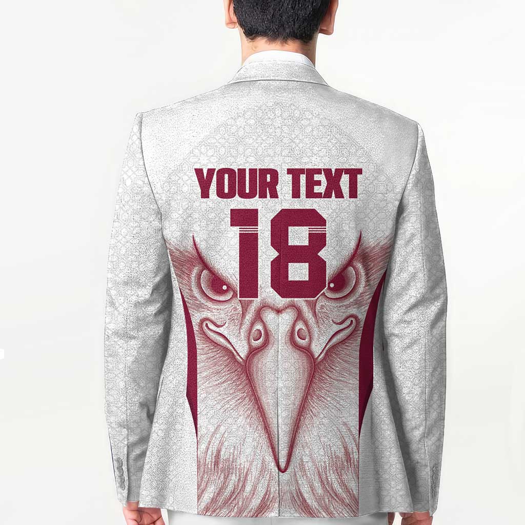 Custom Qatar Football Blazer Maroon Falcon Spirit White Version - Wonder Print Shop