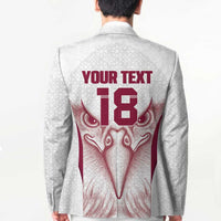 Custom Qatar Football Blazer Maroon Falcon Spirit White Version - Wonder Print Shop