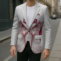Custom Qatar Football Blazer Maroon Falcon Spirit White Version - Wonder Print Shop