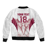 Custom Qatar Football Bomber Jacket Maroon Falcon Spirit White Version - Wonder Print Shop
