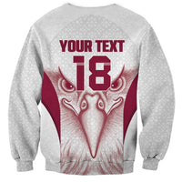 Custom Qatar Football Sweatshirt Maroon Falcon Spirit White Version - Wonder Print Shop
