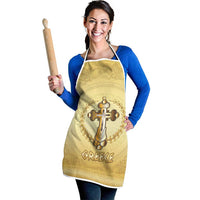 Greece Orthodox Cross Apron Ancient Greek Key Gold Heritage