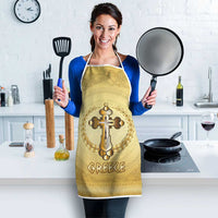 Greece Orthodox Cross Apron Ancient Greek Key Gold Heritage