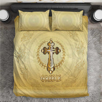 Greece Orthodox Cross Bedding Set Ancient Greek Key Gold Heritage