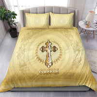 Greece Orthodox Cross Bedding Set Ancient Greek Key Gold Heritage