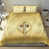 Greece Orthodox Cross Bedding Set Ancient Greek Key Gold Heritage