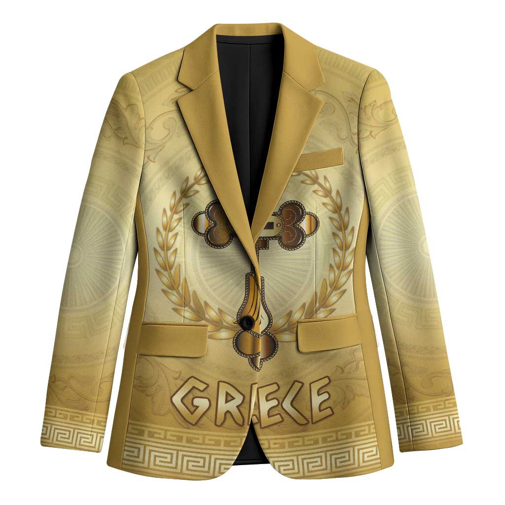 Greece Orthodox Cross Blazer Ancient Greek Key Gold Heritage