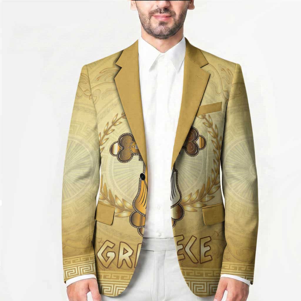 Greece Orthodox Cross Blazer Ancient Greek Key Gold Heritage