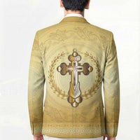 Greece Orthodox Cross Blazer Ancient Greek Key Gold Heritage