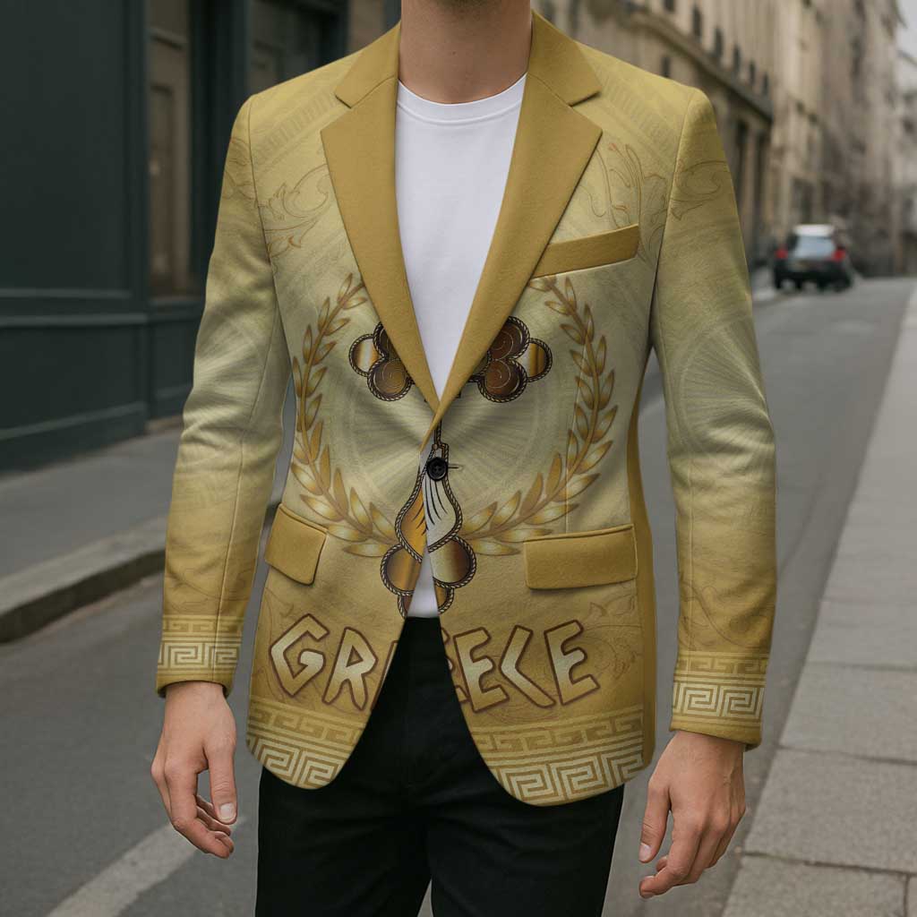 Greece Orthodox Cross Blazer Ancient Greek Key Gold Heritage