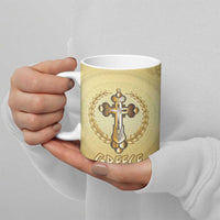 Greece Orthodox Cross Ceramic Mug Ancient Greek Key Gold Heritage