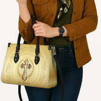 Greece Orthodox Cross Leather Bag Ancient Greek Key Gold Heritage