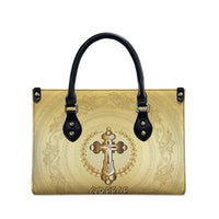 Greece Orthodox Cross Leather Bag Ancient Greek Key Gold Heritage