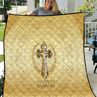 Greece Orthodox Cross Quilt Ancient Greek Key Gold Heritage
