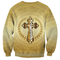Greece Orthodox Cross Sweatshirt Ancient Greek Key Gold Heritage