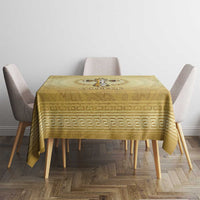 Greece Orthodox Cross Tablecloth Ancient Greek Key Gold Heritage