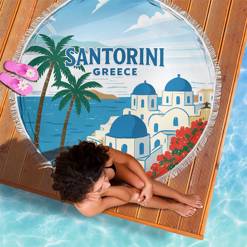 Greece Santorini Beach Blanket Greek Island Blue Dome Architecture Art