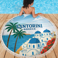 Greece Santorini Beach Blanket Greek Island Blue Dome Architecture Art