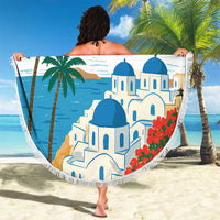 Greece Santorini Beach Blanket Greek Island Blue Dome Architecture Art