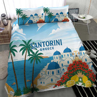 Greece Santorini Bedding Set Greek Island Blue Dome Architecture Art