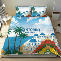 Greece Santorini Bedding Set Greek Island Blue Dome Architecture Art