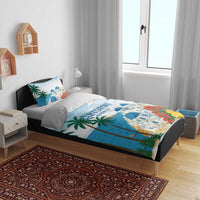 Greece Santorini Bedding Set Greek Island Blue Dome Architecture Art