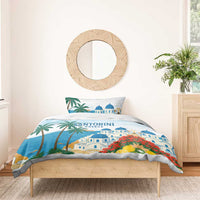 Greece Santorini Bedding Set Greek Island Blue Dome Architecture Art