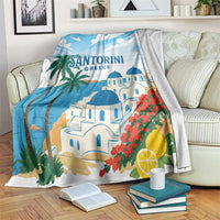 Greece Santorini Blanket Greek Island Blue Dome Architecture Art