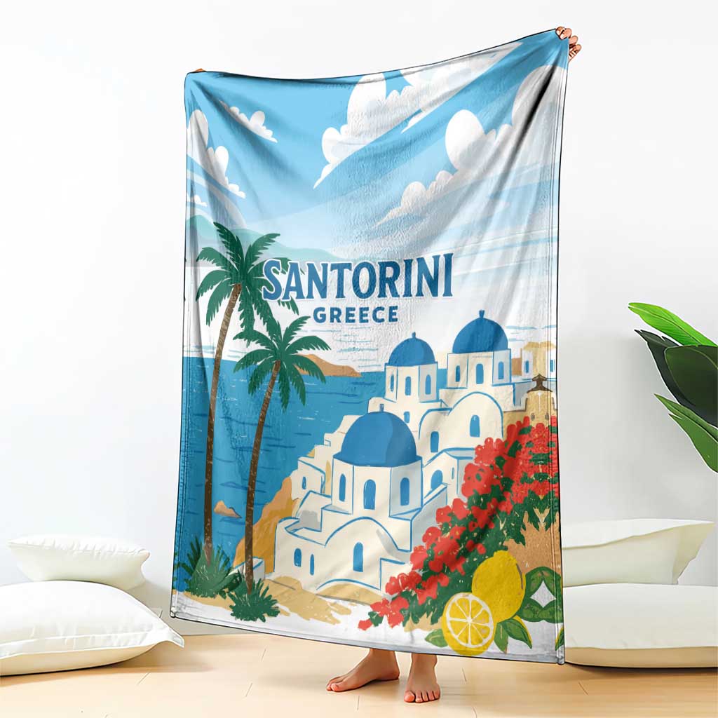 Greece Santorini Blanket Greek Island Blue Dome Architecture Art