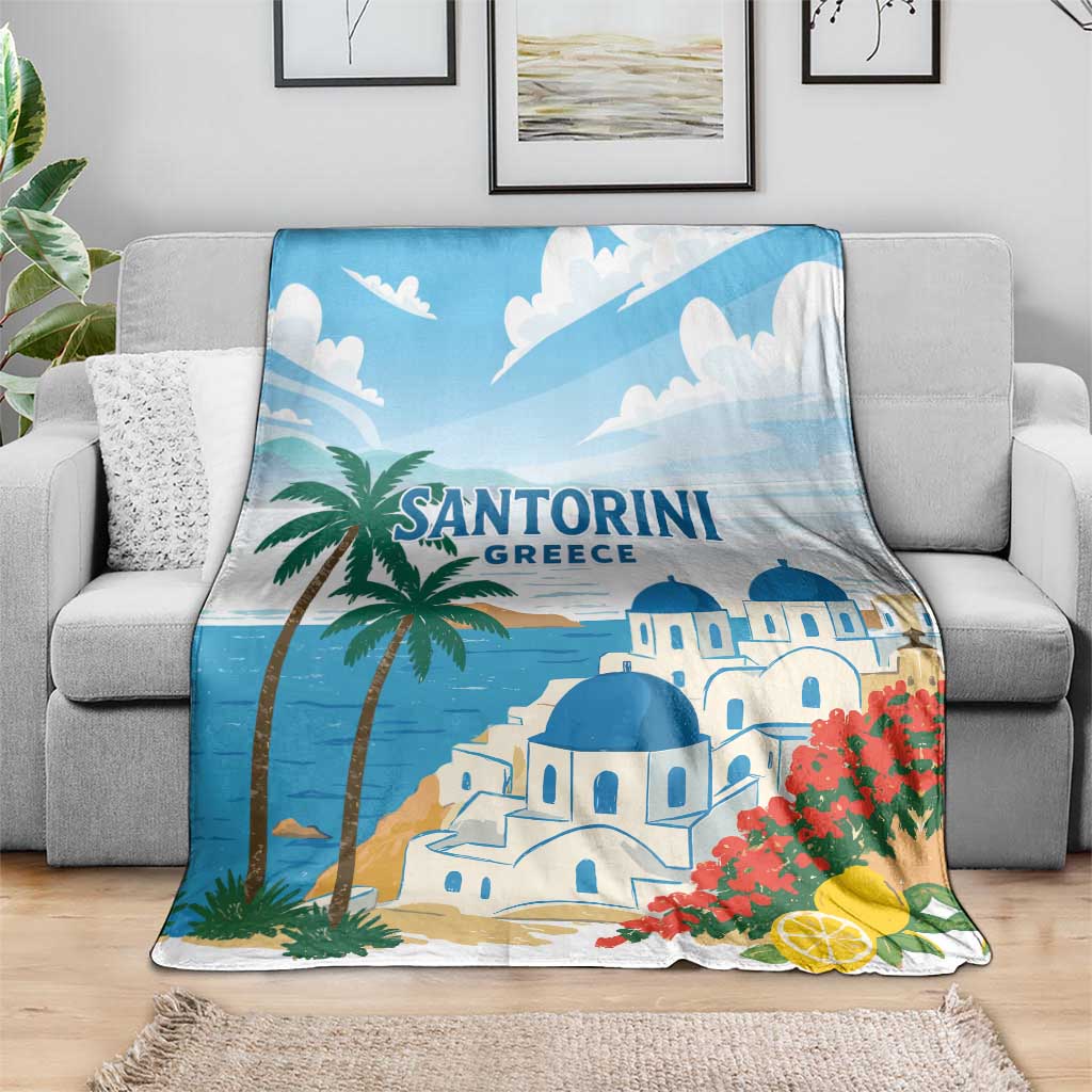 Greece Santorini Blanket Greek Island Blue Dome Architecture Art