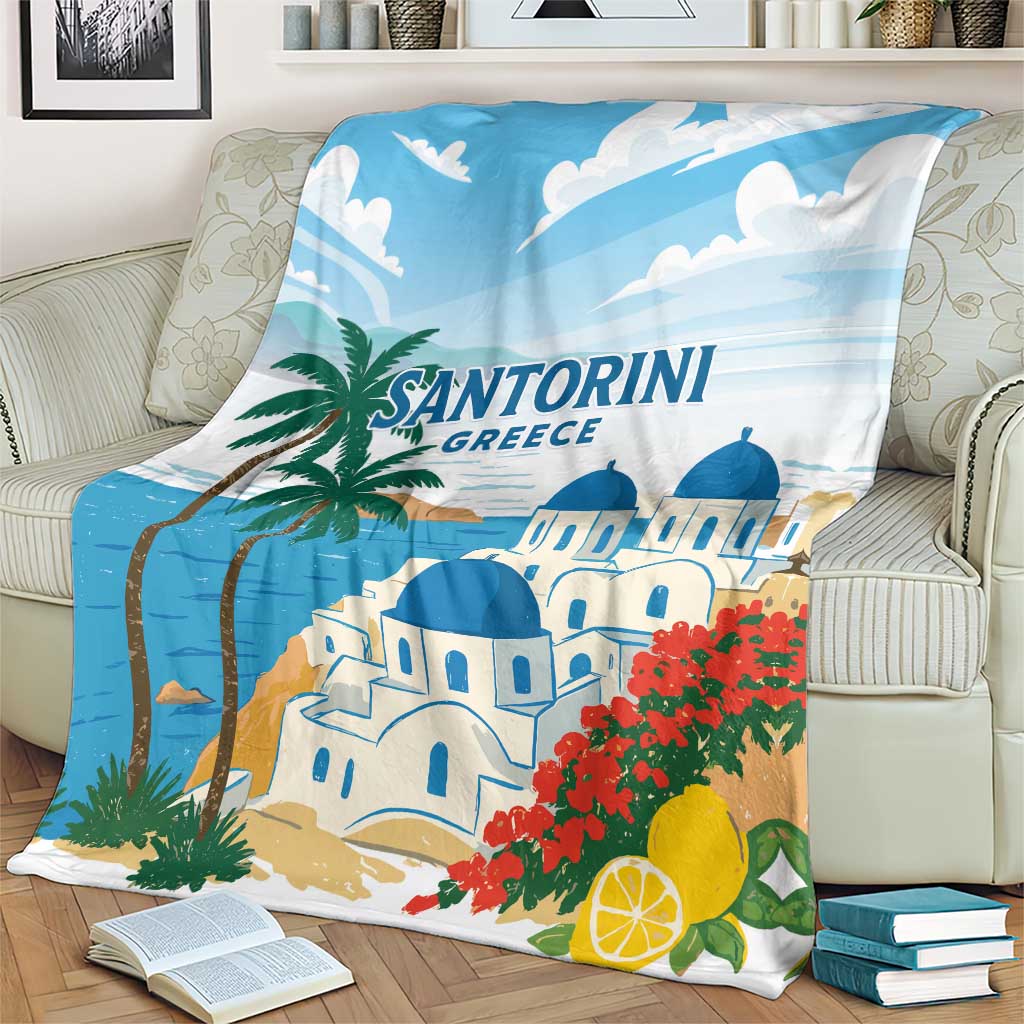 Greece Santorini Blanket Greek Island Blue Dome Architecture Art