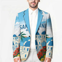 Greece Santorini Personalized Blazer Greek Island Blue Dome Architecture Art