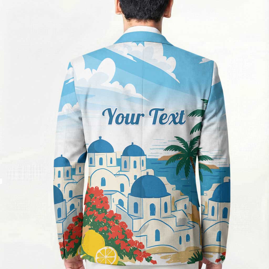 Greece Santorini Personalized Blazer Greek Island Blue Dome Architecture Art