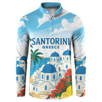Greece Santorini Personalized Button Sweatshirt Greek Island Blue Dome Architecture Art