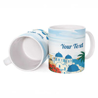 Greece Santorini Personalized Ceramic Mug Greek Island Blue Dome Architecture Art