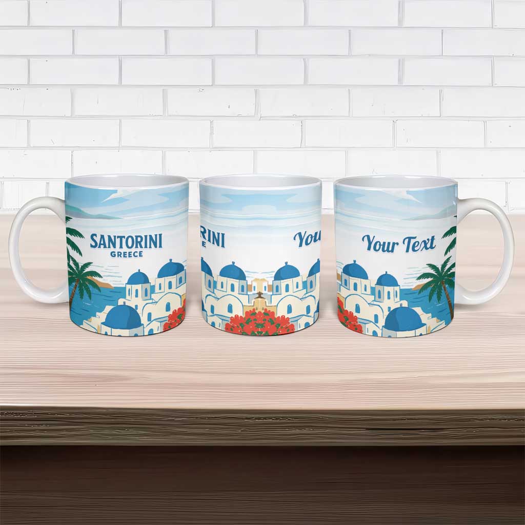 Greece Santorini Personalized Ceramic Mug Greek Island Blue Dome Architecture Art