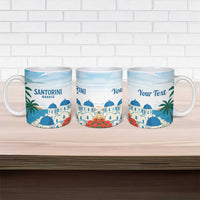 Greece Santorini Personalized Ceramic Mug Greek Island Blue Dome Architecture Art