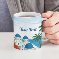 Greece Santorini Personalized Ceramic Mug Greek Island Blue Dome Architecture Art