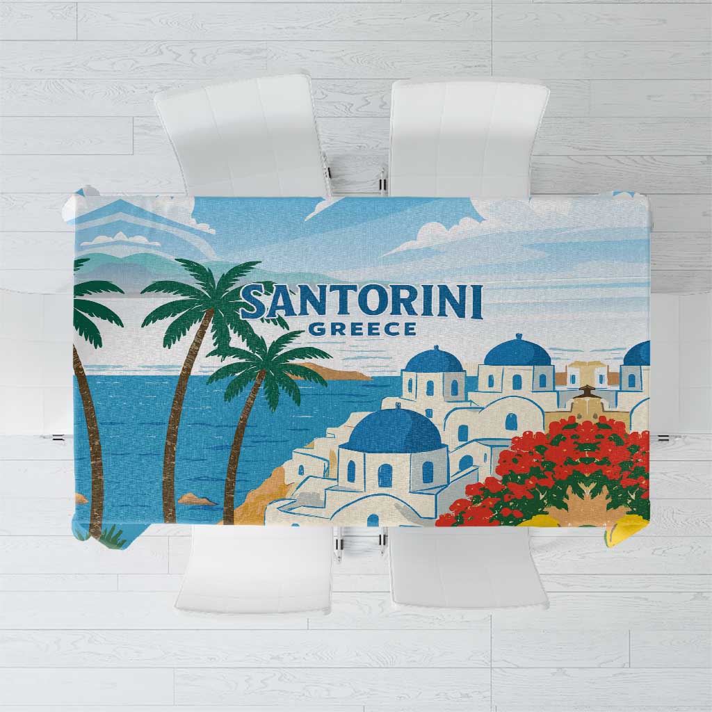 Greece Santorini Tablecloth Greek Island Blue Dome Architecture Art