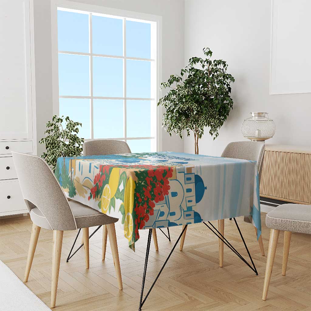 Greece Santorini Tablecloth Greek Island Blue Dome Architecture Art