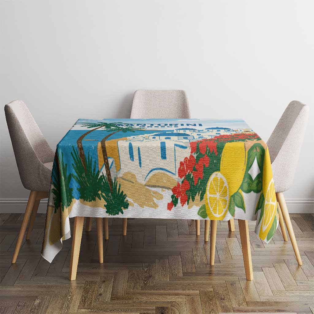 Greece Santorini Tablecloth Greek Island Blue Dome Architecture Art